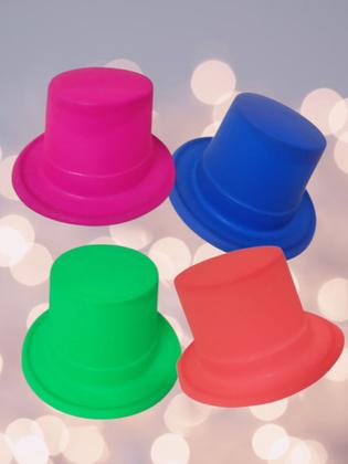 Imagem de Kit 4 Cartolas Chapéu Neon plástico Tamanho Único Carnaval