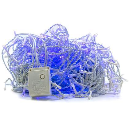 Imagem de Kit 4 Cascatas 400 Leds 10M C/ 8 Funções Azul C/ Fio Branco 220v