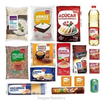 Imagem de Kit 4 Cesta Básica Completa Alimentos Essenciais 16 Itens