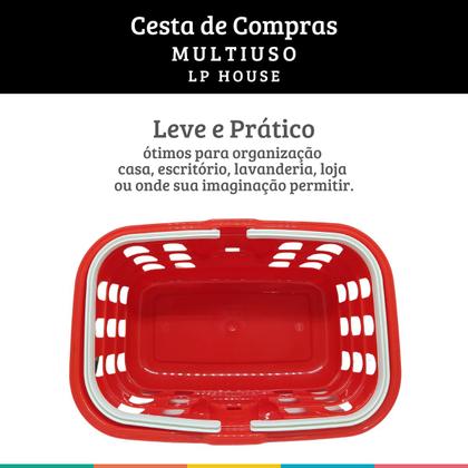 Imagem de Kit 4 Cestas de Compras Cestinha Mercado Loja Multiuso Vermelho