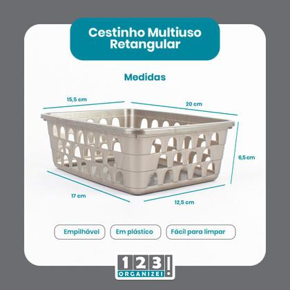 Imagem de Kit 4 Cestos Multiuso Organizador Médio Cinza 20x15,5x6,5Cm