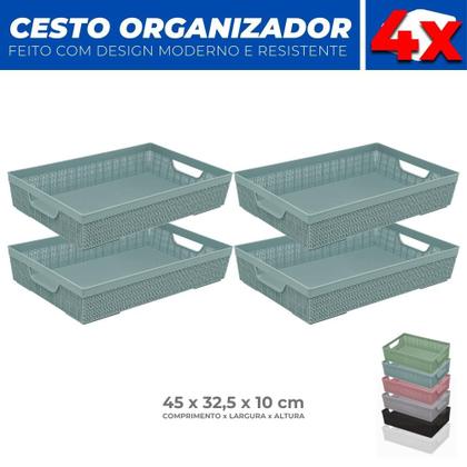 Imagem de Kit 4 Cestos Organizador Armário Gaveta Lavanderia G 45x32