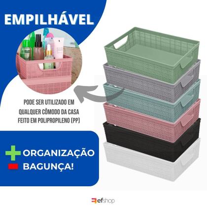 Imagem de Kit 4 Cestos Organizador Armário Gaveta Lavanderia G 45x32