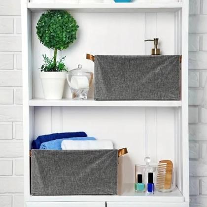 Imagem de Kit 4 Cestos Organizadores Dobráveis 25L Caixa Multiuso com Alças Prático Ideal Para Guardaroupas, Gavetas , Armários, Estantes, Escritório