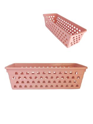 Imagem de Kit 4 Cestos Rosa Multiuso Comprido 28x11x8cm 1044