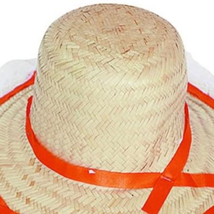 Imagem de Kit 4 Chapéus De Palha Com Trança e Renda Festa Junina 27CM - Fantasias Quadrilha Caipira Trancinha