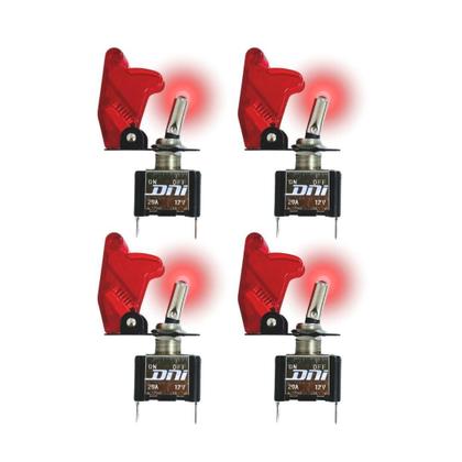 Imagem de Kit 4 Chave Botão Liga Desliga 2 Posições 12V Vermelha Led