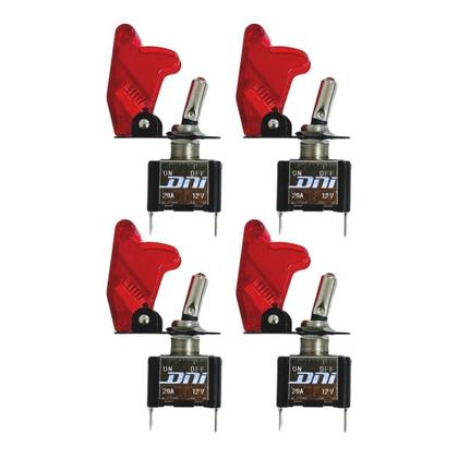 Imagem de Kit 4 Chave Botão Liga Desliga 2 Posições 12V Vermelha Led