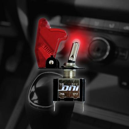 Imagem de Kit 4 Chave Botão Liga Desliga 2 Posições 12V Vermelha Led