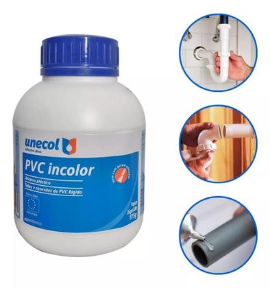 Imagem de Kit 4 Cola Cano Pvc Unecol Adesivo Plástico 175g Com Pincel Aplicador Secagem Rápida