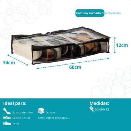 Imagem de Kit 4 Colmeia Fechada Organizadora G Sapatos Salto Tenis Roupas Toalhas Lençol Acessórios com Zíper