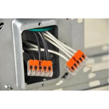 Imagem de Kit 4 Conector de emenda 5 Polos fio/cabo 0,14 a 4mm²  Wago
