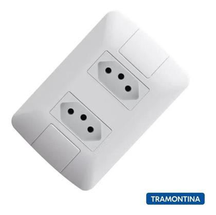 Imagem de Kit 4 Conjunto 2 Tomadas 2P+T 4x2 10A 250V Tramontina Aria