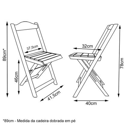 Imagem de Kit 4 Conjunto com Jogo de Mesa 60x60 com 4 Cadeiras Dobráveis - Preto