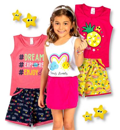 Imagem de Kit 4 Conjunto Infantil Feminino Roupa Infantil De Menina