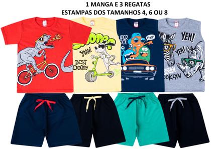 Imagem de Kit 4 Conjunto Infantil Masculino Roupa de Verão Menino