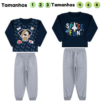 Imagem de Kit 4 Conjunto Inverno Moletom Infantil Roupa De Frio Menina Menino