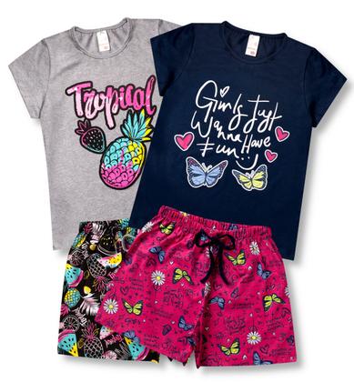 Imagem de Kit 4 Conjunto Juvenil Feminino Roupa de Verão Menina