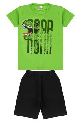 Imagem de Kit 4 Conjuntos Infantil Juvenil Menino Verão Camiseta Manga em Meia Malha e Bermuda Moletinho com Elástico