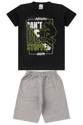 Imagem de Kit 4 Conjuntos Infantil Juvenil Menino Verão Camiseta Manga em Meia Malha e Bermuda Moletinho com Elástico