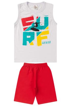 Imagem de Kit 4 Conjuntos Infantil Juvenil Menino Verão Camiseta Regata em Meia Malha e Bermuda em Moletinho com Elástico