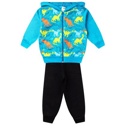 Imagem de Kit 4 Conjuntos Moletom Infantil Masculino Blusa e Calça Flanelado, c/ Capuz Ziper Punhos Roupa Menino Inverno Tamanhos 01 02 03