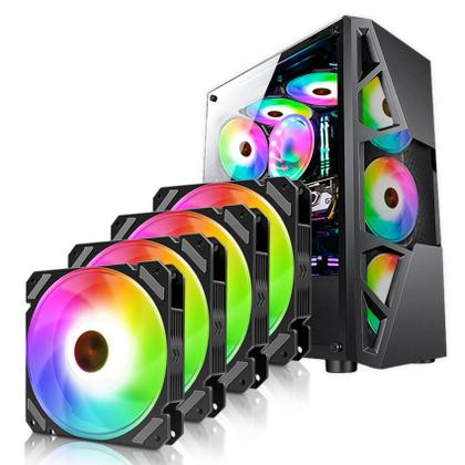 Imagem de Kit 4 cooler fan coolmoon joy pwm 4pin argb 5v + controlador