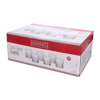 Imagem de Kit 4 Copo Baixo Whisky Drink Clarice Vidro 350ml Borda Dourada