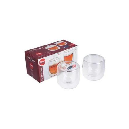 Imagem de Kit 4 Copo Xícara Vidro Borossilicato Parede Dupla Café 80ml