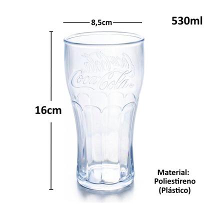 Imagem de Kit 4 Copos Coca-Cola 530ml Transparente Premium Plasútil