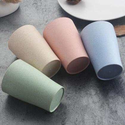 Imagem de Kit 4 Copos Fibra de Bambu Natural 290ml Piscina Não Quebra