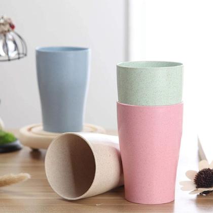 Imagem de Kit 4 Copos Fibra de Bambu Natural 290ml Piscina Não Quebra