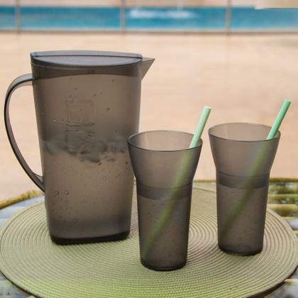 Imagem de Kit 4 Copos Preto Plástico Resistente Moda do Chef