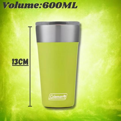 Imagem de Kit 4 Copos Térmicos Com Tampa E Abridor Verde Limão Aço Inox 600ml - Coleman