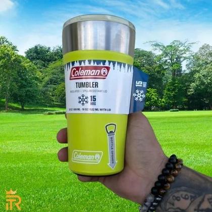 Imagem de Kit 4 Copos Térmicos Com Tampa E Abridor Verde Limão Aço Inox 600ml - Coleman