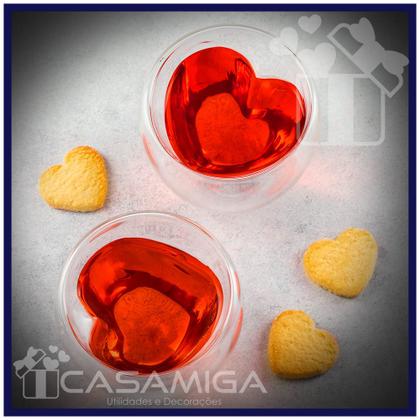 Imagem de Kit 4 Copos Vidro Borossilicato Parede Dupla Coração 80ml
