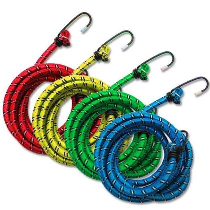 Imagem de Kit 4 Corda Elástica C/ Gancho Metal Extensor 2mts X  8mm - Fertak