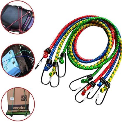 Imagem de Kit 4 Cordas Elástica Resistente Bagageiro Corda Extensora de Moto Bike Bicicleta Gancho Extensor