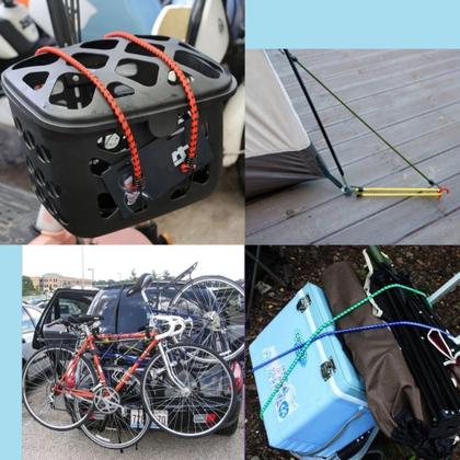 Imagem de Kit 4 Cordas Elástica Resistente Bagageiro Corda Extensora de Moto Bike Bicicleta Gancho Extensor