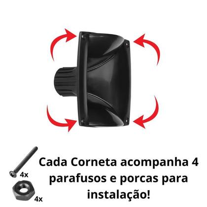 Imagem de Kit 4 Cornetas LC 07-DH200 Retangular Com Parafusos Preta