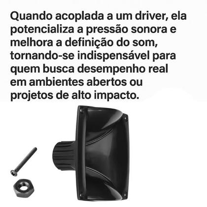 Imagem de Kit 4 Cornetas LC 07-DH200 Retangular Com Parafusos Preta