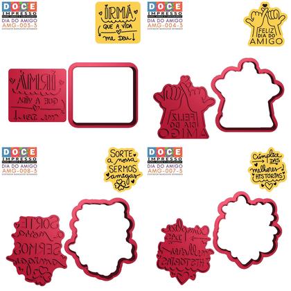 Imagem de Kit 4 Cortadores Dia do Amigo Cúmplice Vida Gratidão