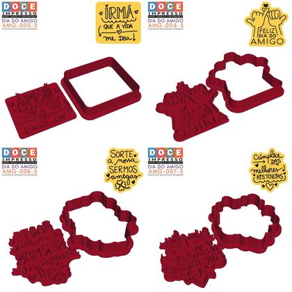 Imagem de Kit 4 Cortadores Dia do Amigo Cúmplice Vida Gratidão
