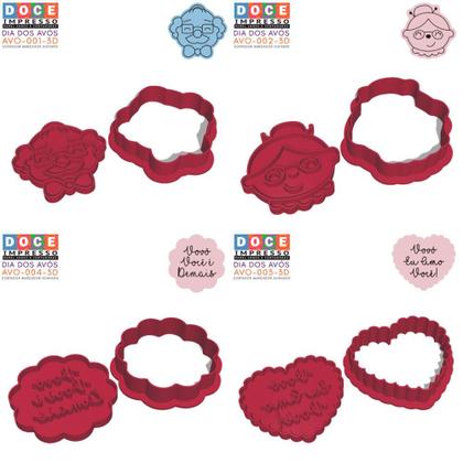 Imagem de Kit 4 cortadores Dia dos Avós Vovó Vovô Frases Fofas