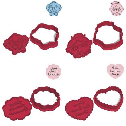 Imagem de Kit 4 cortadores Dia dos Avós Vovó Vovô Frases Fofas