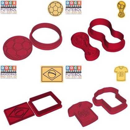 Imagem de Kit 4 Cortadores Futebol Bola Taça Camisa 10 Brasil