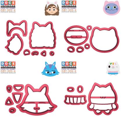 Imagem de Kit 4 Cortadores Gabby Casa Gorro CatHat Dollhouse