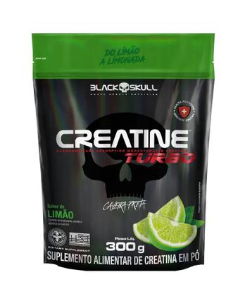 Imagem de Kit 4 Creatinas Turbo 300g Sachê Limão + Uva + Laranja + Sem Sabor - Black Skull