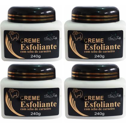 Imagem de Kit 4 Creme Esfoliante Com Sebo de Carneiro 240g Para Pés Mãos Corpo