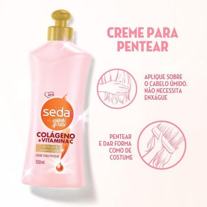 Imagem de Kit 4 Cremes para Pentear Seda Colágeno e Vitamina C by Niina Secrets 300ml cada